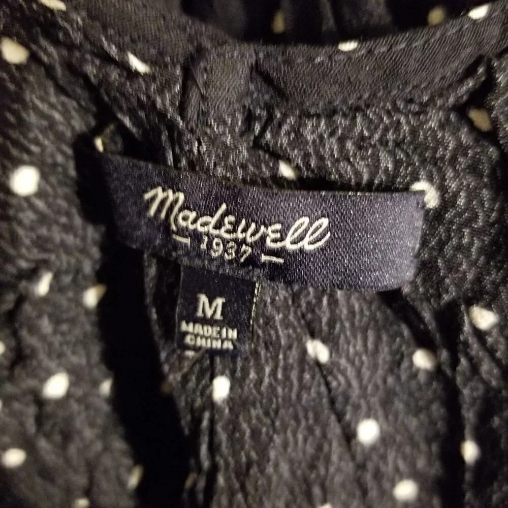 Madewell Layout Tunic Polka Dot Dress Navy Blue White Size Medium